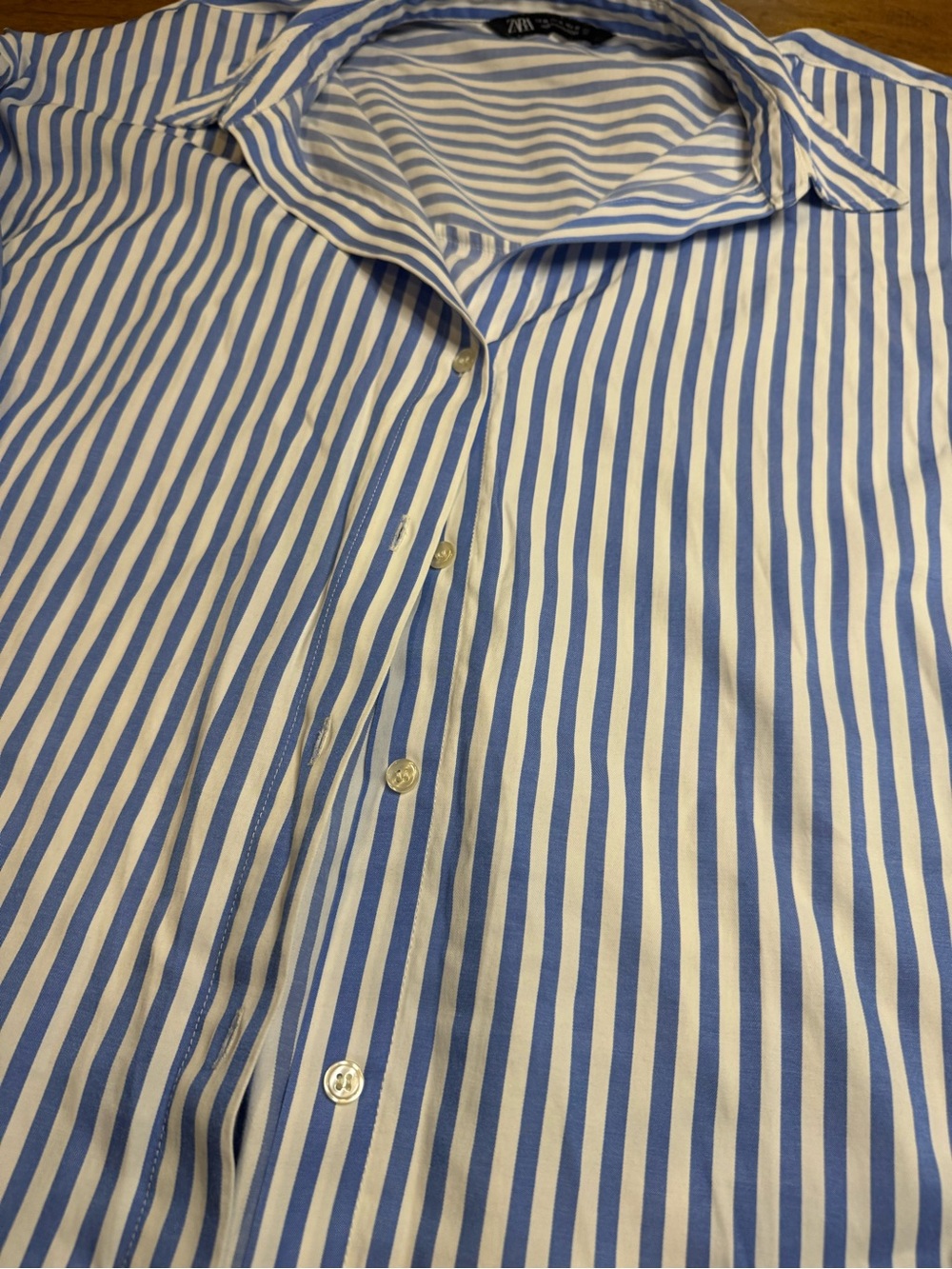 Zara Light Blue and White Vertical Stripe Dress Shirt - Picture 4 of 6